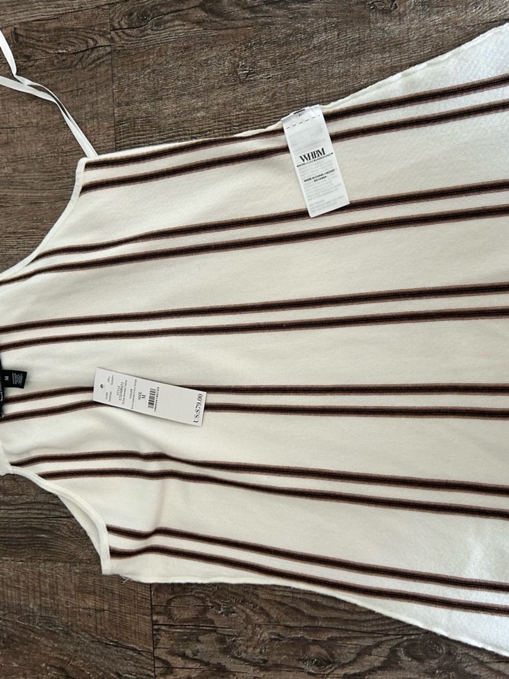 White House Black Market White Strapless Knit Dress with Brown Stripes - Picture 8 of 11